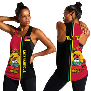 Personalised Mozambique Women Racerback Tank Muzambhiki Coat Of Arms