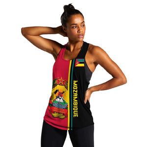 Personalised Mozambique Women Racerback Tank Muzambhiki Coat Of Arms