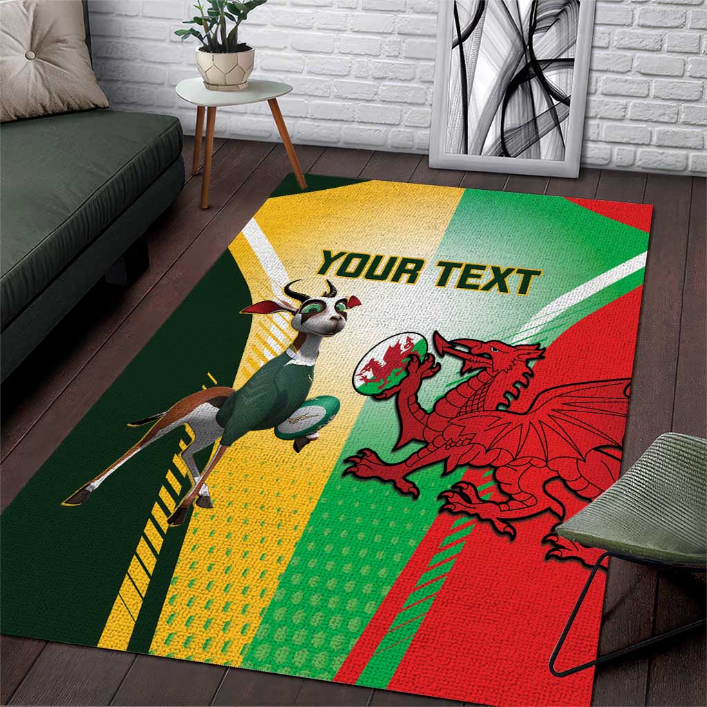 Custom South Africa And Wales Rugby Area Rug Springboks Welsh Mascots Dynamic Version