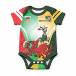 Custom South Africa And Wales Rugby Baby Onesie Springboks Welsh Mascots Dynamic Version