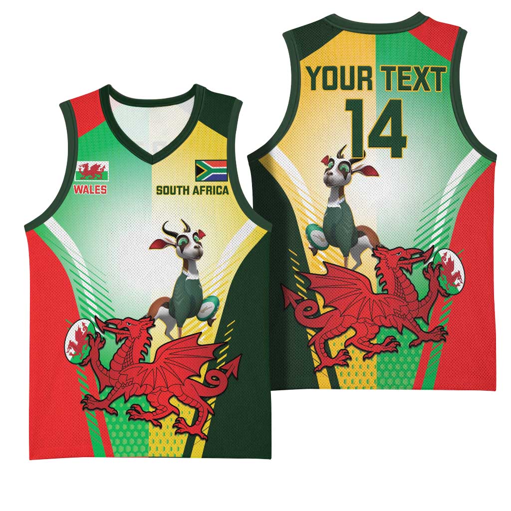 Custom South Africa And Wales Rugby Basketball Jersey Springboks Welsh Mascots Dynamic Version LT14