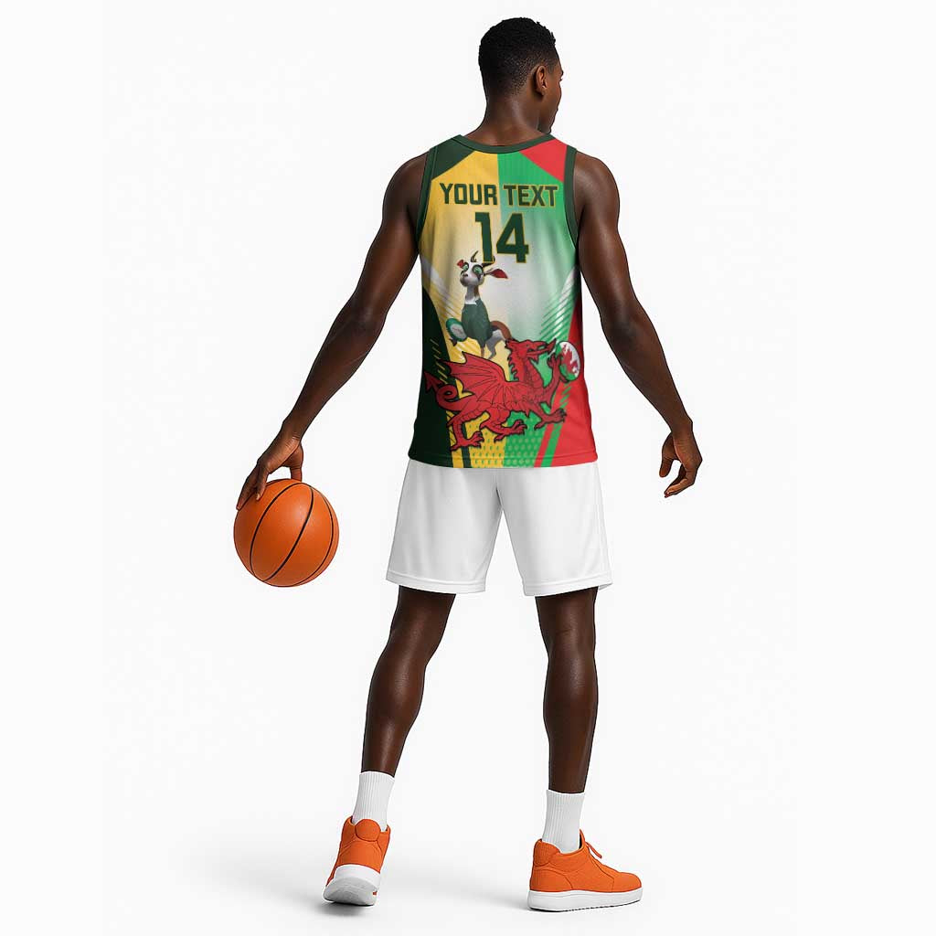 Custom South Africa And Wales Rugby Basketball Jersey Springboks Welsh Mascots Dynamic Version LT14
