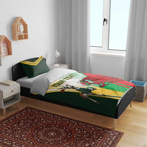 Custom South Africa And Wales Rugby Bedding Set Springboks Welsh Mascots Dynamic Version