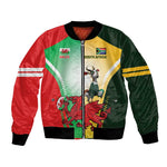 Custom South Africa And Wales Rugby Bomber Jacket Springboks Welsh Mascots Dynamic Version