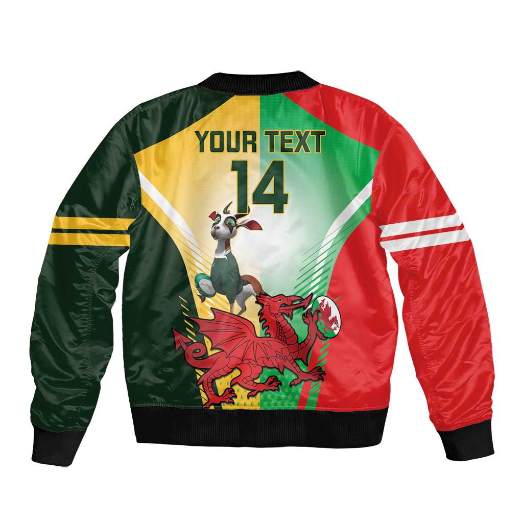 Custom South Africa And Wales Rugby Bomber Jacket Springboks Welsh Mascots Dynamic Version