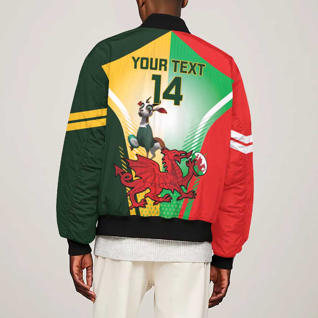 Custom South Africa And Wales Rugby Bomber Jacket Springboks Welsh Mascots Dynamic Version