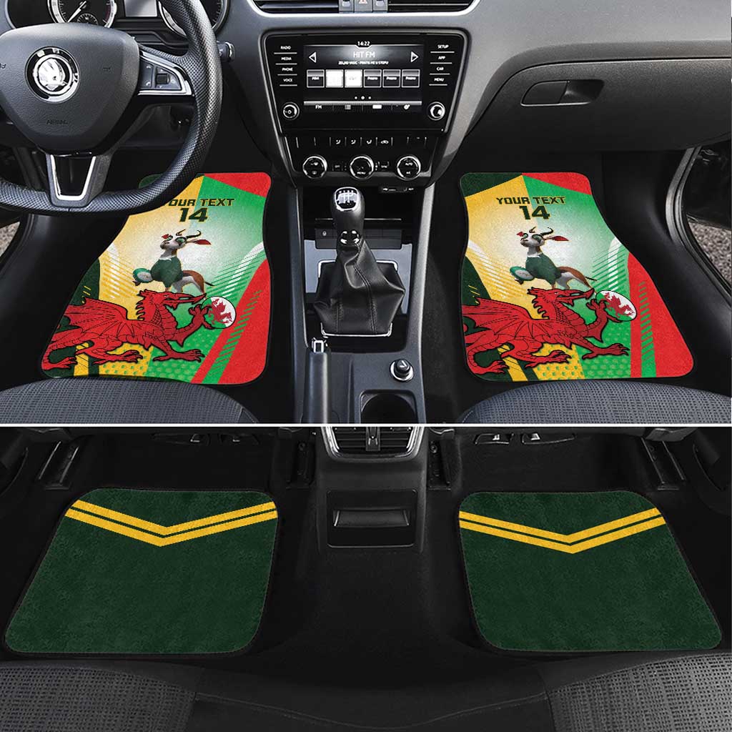 Custom South Africa And Wales Rugby Car Mats Springboks Welsh Mascots Dynamic Version