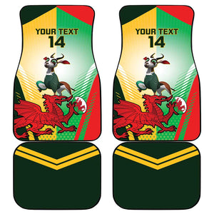 Custom South Africa And Wales Rugby Car Mats Springboks Welsh Mascots Dynamic Version