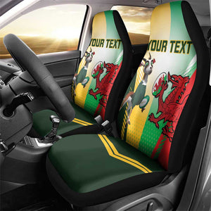 Custom South Africa And Wales Rugby Car Seat Cover Springboks Welsh Mascots Dynamic Version