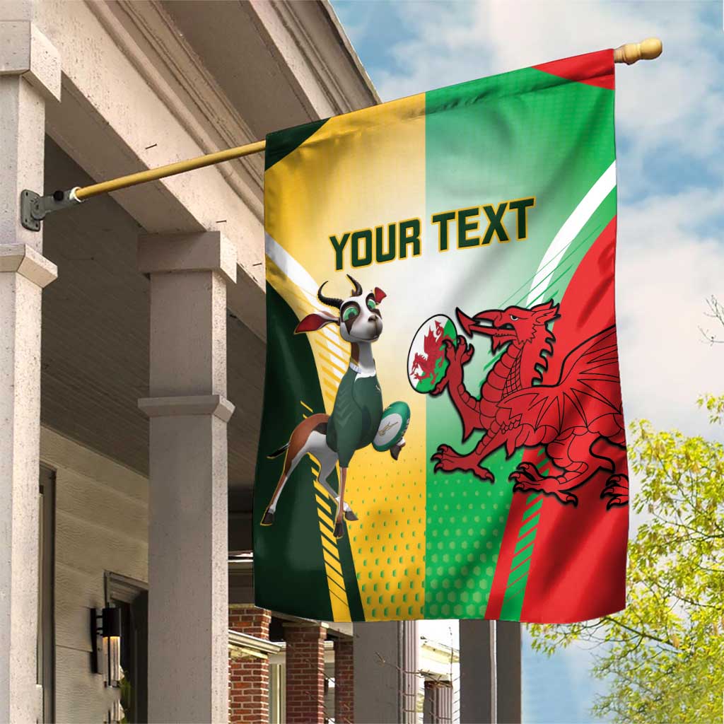 Custom South Africa And Wales Rugby Garden Flag Springboks Welsh Mascots Dynamic Version