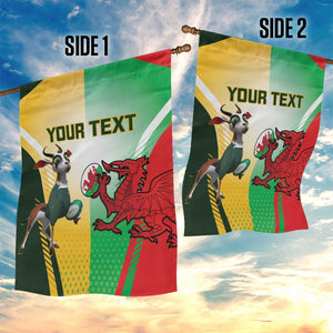 Custom South Africa And Wales Rugby Garden Flag Springboks Welsh Mascots Dynamic Version