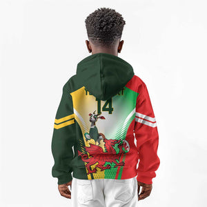 Custom South Africa And Wales Rugby Kid Hoodie Springboks Welsh Mascots Dynamic Version