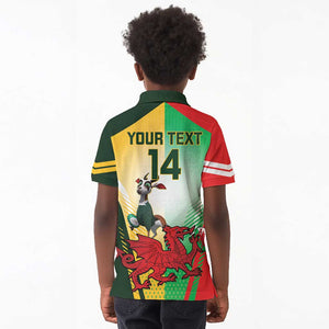 Custom South Africa And Wales Rugby Kid Polo Shirt Springboks Welsh Mascots Dynamic Version