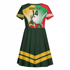 Custom South Africa And Wales Rugby Kid Short Sleeve Dress Springboks Welsh Mascots Dynamic Version