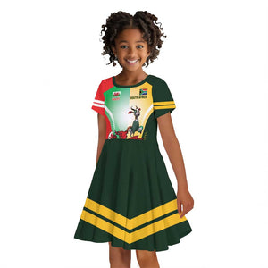 Custom South Africa And Wales Rugby Kid Short Sleeve Dress Springboks Welsh Mascots Dynamic Version