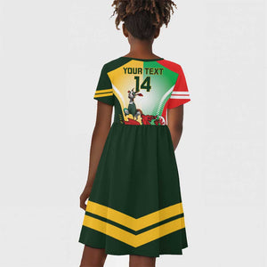 Custom South Africa And Wales Rugby Kid Short Sleeve Dress Springboks Welsh Mascots Dynamic Version