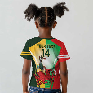 Custom South Africa And Wales Rugby Kid T shirt Springboks Welsh Mascots Dynamic Version