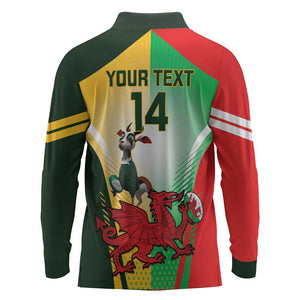 Custom South Africa And Wales Rugby Long Sleeve Polo Shirt Springboks Welsh Mascots Dynamic Version