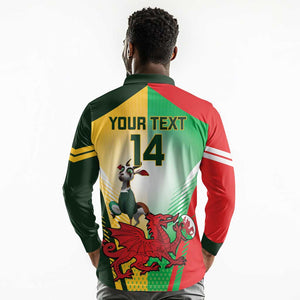 Custom South Africa And Wales Rugby Long Sleeve Polo Shirt Springboks Welsh Mascots Dynamic Version