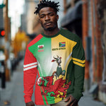 Custom South Africa And Wales Rugby Long Sleeve Shirt Springboks Welsh Mascots Dynamic Version LT14
