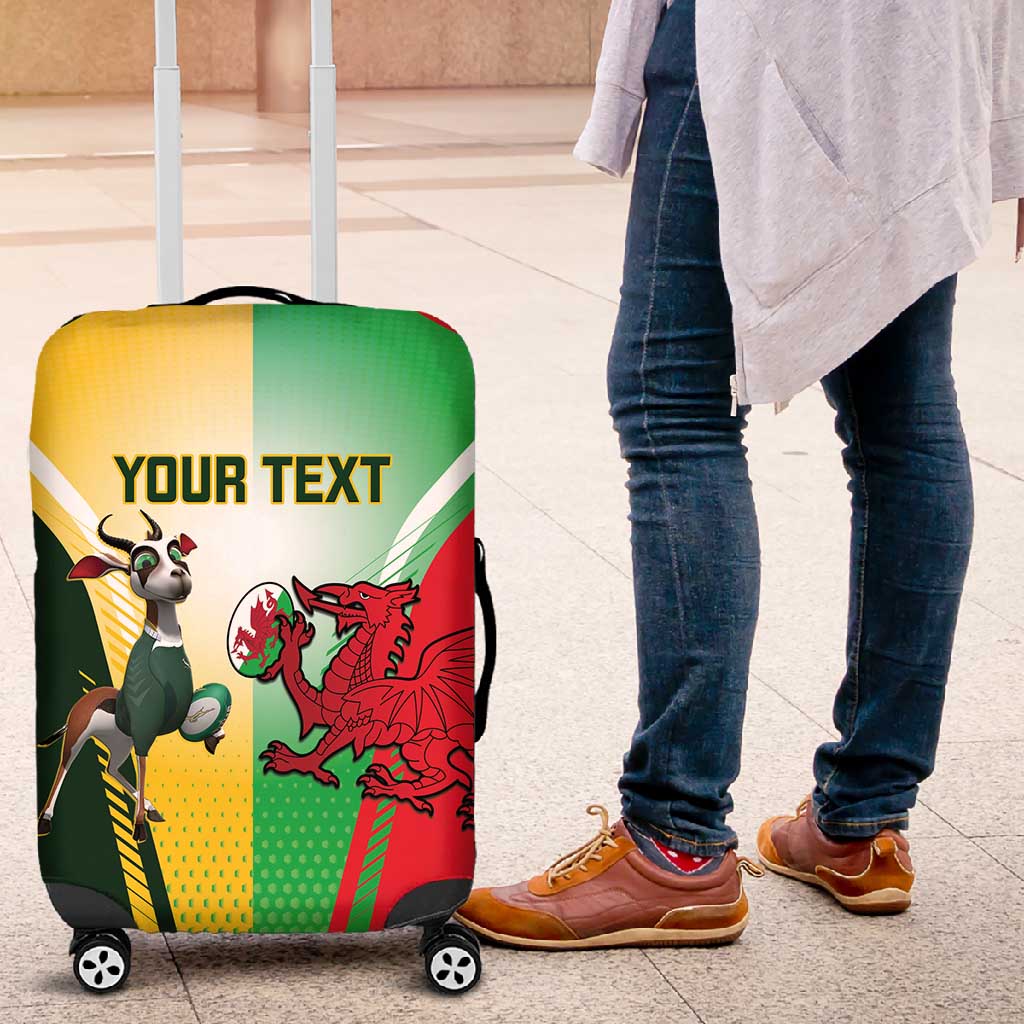 Custom South Africa And Wales Rugby Luggage Cover Springboks Welsh Mascots Dynamic Version