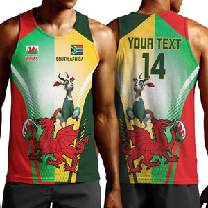 Custom South Africa And Wales Rugby Men Tank Top Springboks Welsh Mascots Dynamic Version