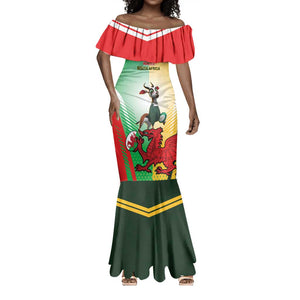 Custom South Africa And Wales Rugby Mermaid Dress Springboks Welsh Mascots Dynamic Version