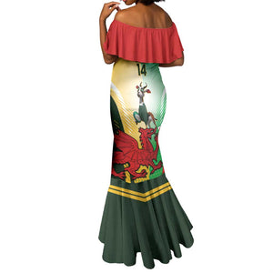 Custom South Africa And Wales Rugby Mermaid Dress Springboks Welsh Mascots Dynamic Version