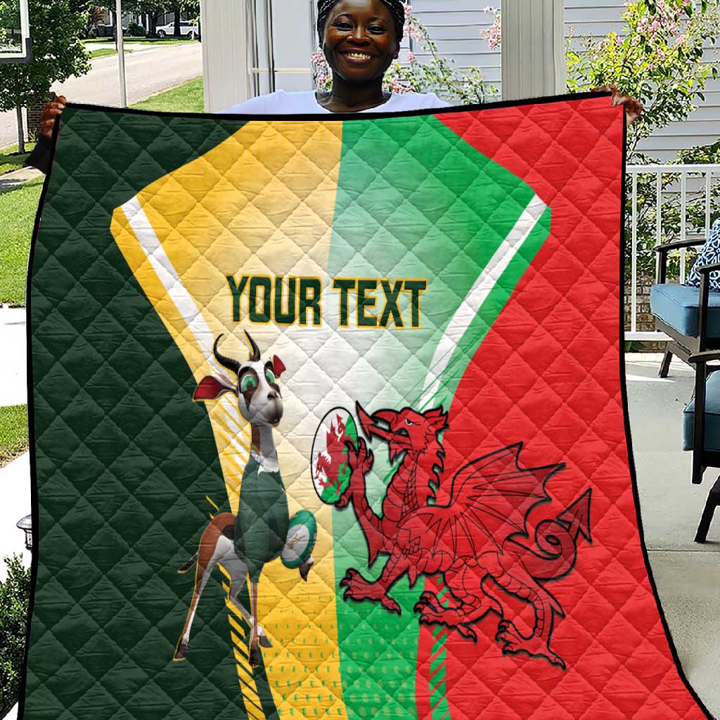 Custom South Africa And Wales Rugby Quilt Springboks Welsh Mascots Dynamic Version