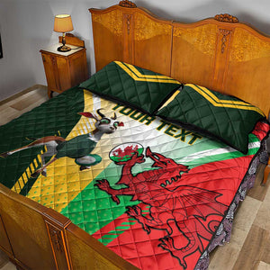 Custom South Africa And Wales Rugby Quilt Bed Set Springboks Welsh Mascots Dynamic Version