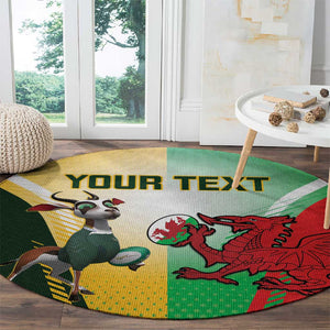 Custom South Africa And Wales Rugby Round Carpet Springboks Welsh Mascots Dynamic Version