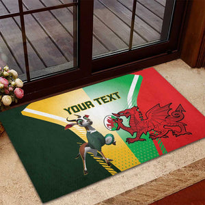 Custom South Africa And Wales Rugby Rubber Doormat Springboks Welsh Mascots Dynamic Version