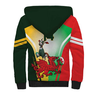 Custom South Africa And Wales Rugby Sherpa Hoodie Springboks Welsh Mascots Dynamic Version