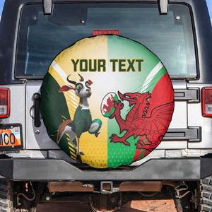 Custom South Africa And Wales Rugby Spare Tire Cover Springboks Welsh Mascots Dynamic Version