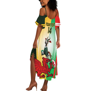 Custom South Africa And Wales Rugby Summer Maxi Dress Springboks Welsh Mascots Dynamic Version