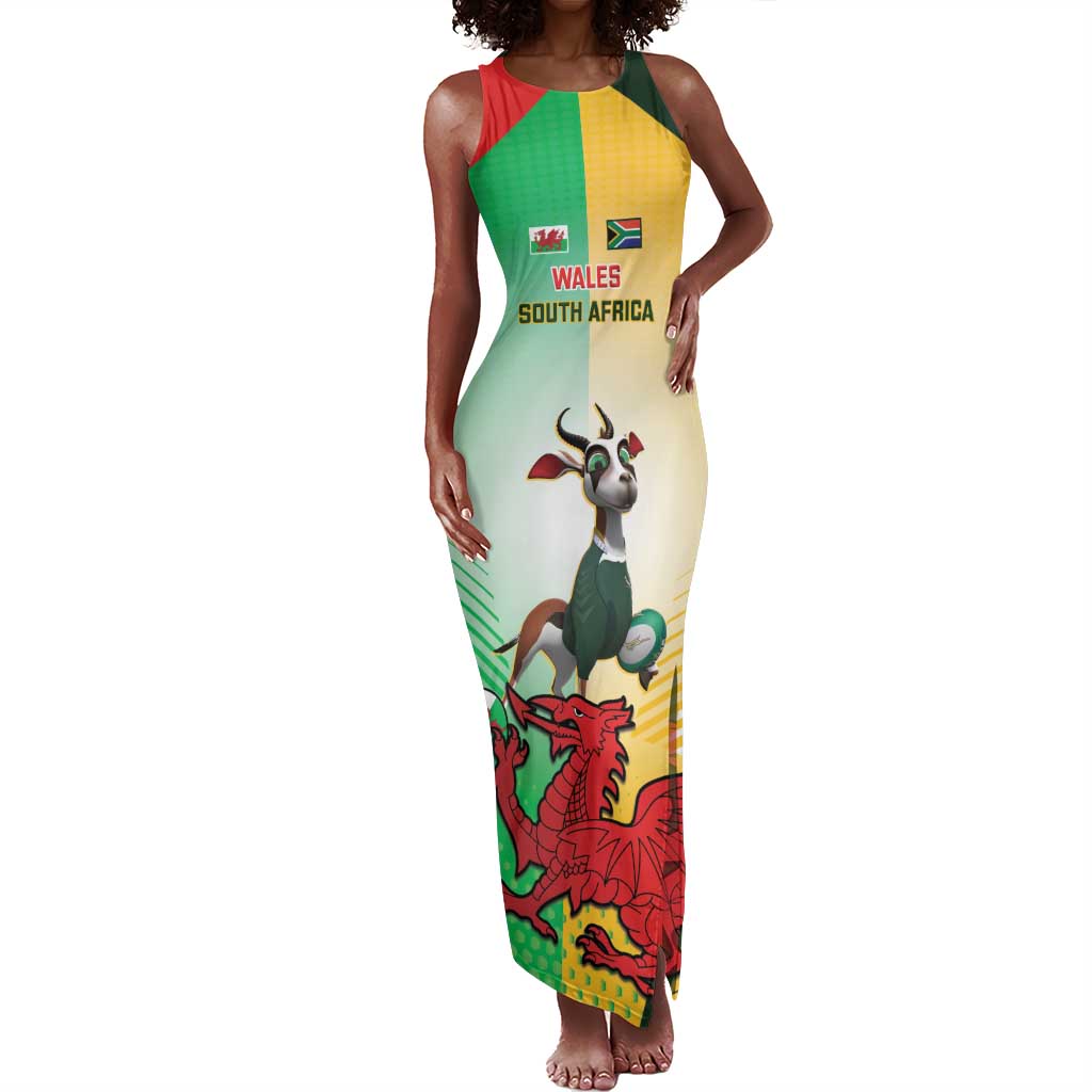 Custom South Africa And Wales Rugby Tank Maxi Dress Springboks Welsh Mascots Dynamic Version