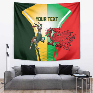 Custom South Africa And Wales Rugby Tapestry Springboks Welsh Mascots Dynamic Version