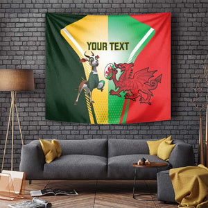 Custom South Africa And Wales Rugby Tapestry Springboks Welsh Mascots Dynamic Version