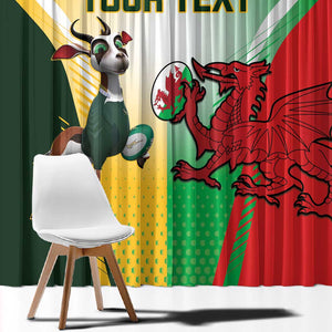 Custom South Africa And Wales Rugby Window Curtain Springboks Welsh Mascots Dynamic Version