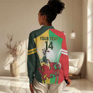 Custom South Africa And Wales Rugby Women Casual Shirt Springboks Welsh Mascots Dynamic Version