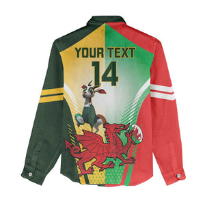 Custom South Africa And Wales Rugby Women Casual Shirt Springboks Welsh Mascots Dynamic Version