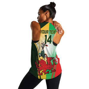 Custom South Africa And Wales Rugby Women Racerback Tank Springboks Welsh Mascots Dynamic Version