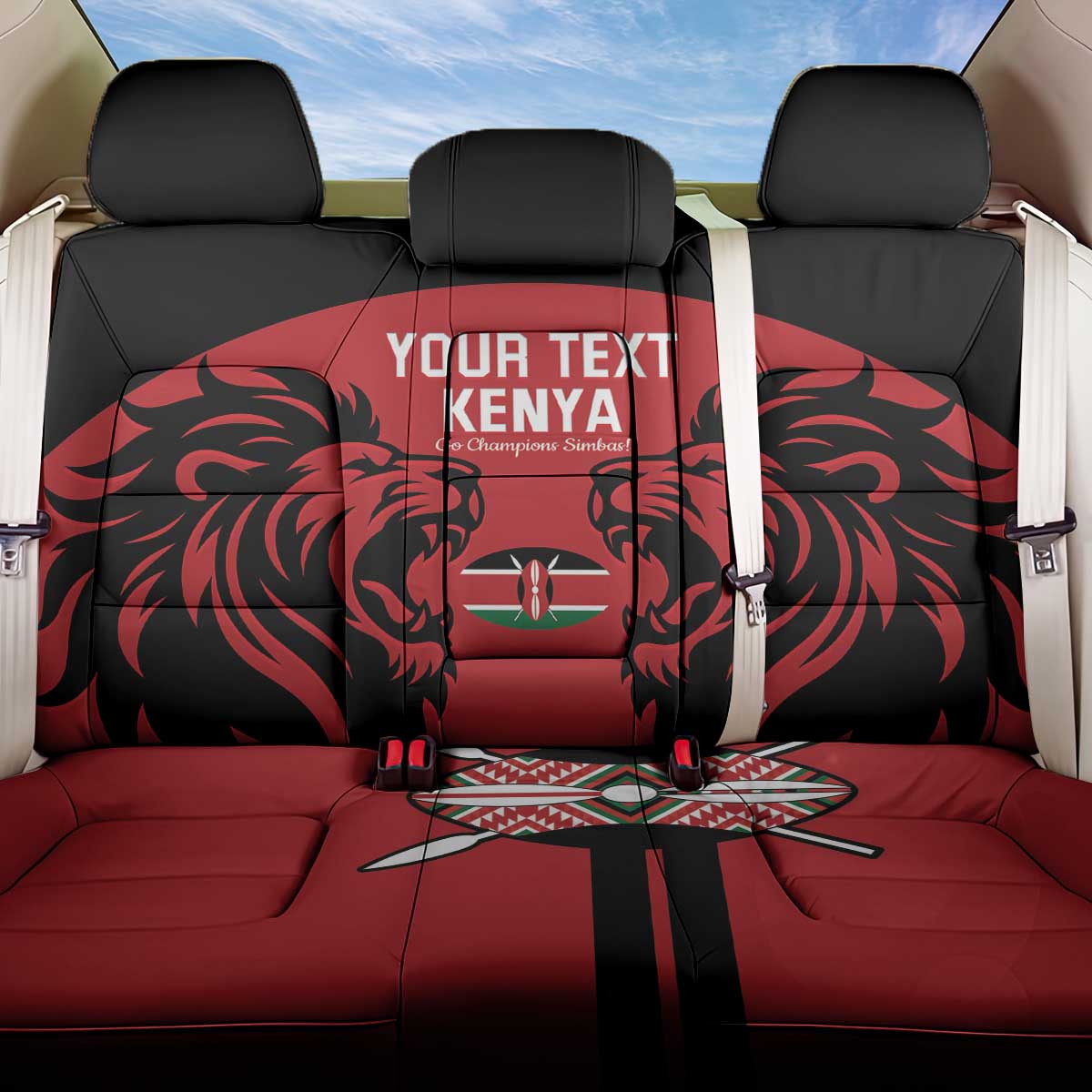 Custom Kenya Rugby Back Car Seat Cover 2024 Go Champions Simbas - Red