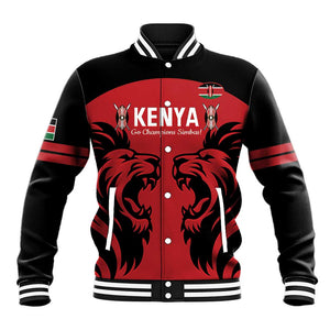 Custom Kenya Rugby Baseball Jacket 2024 Go Champions Simbas - Red LT14