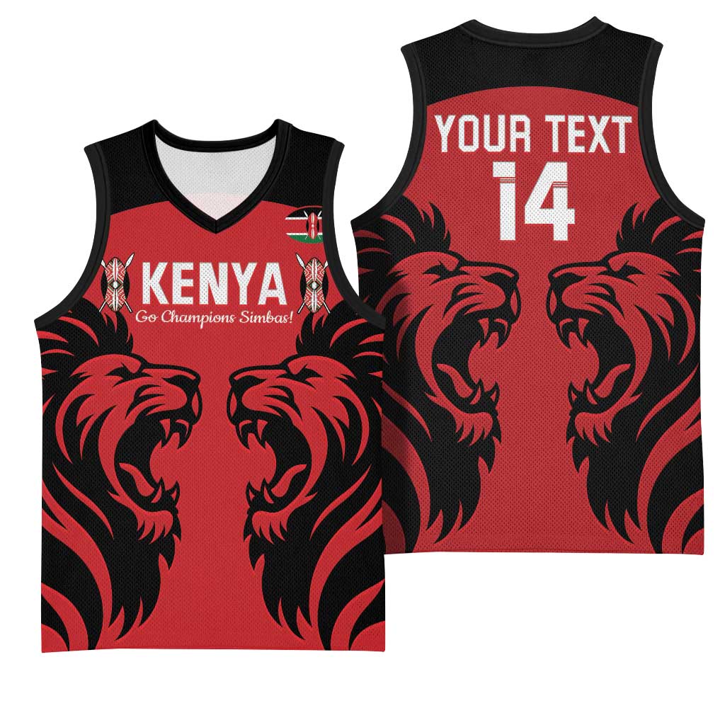 Custom Kenya Rugby Basketball Jersey 2024 Go Champions Simbas - Red LT14