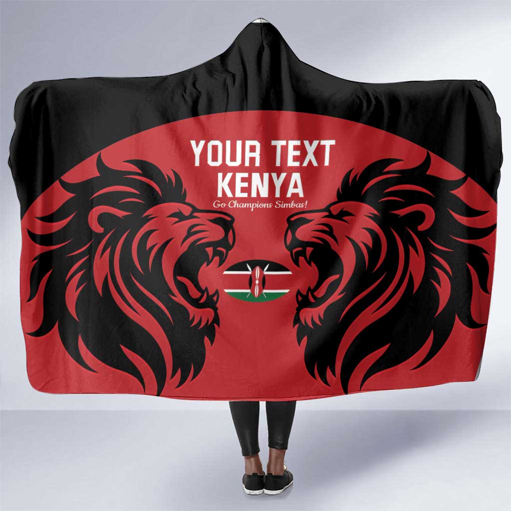 Custom Kenya Rugby Hooded Blanket 2024 Go Champions Simbas - Red