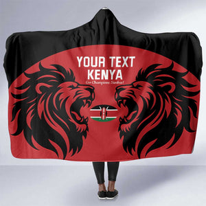 Custom Kenya Rugby Hooded Blanket 2024 Go Champions Simbas - Red