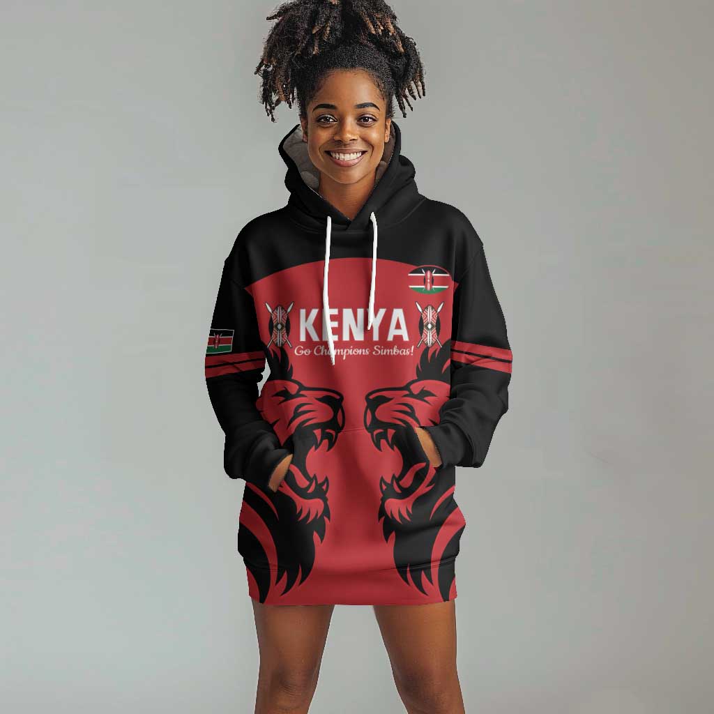 Custom Kenya Rugby Hoodie Dress 2024 Go Champions Simbas - Red