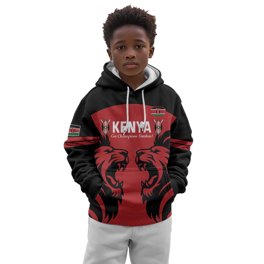 Custom Kenya Rugby Kid Hoodie 2024 Go Champions Simbas - Red