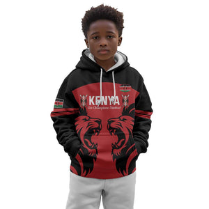 Custom Kenya Rugby Kid Hoodie 2024 Go Champions Simbas - Red